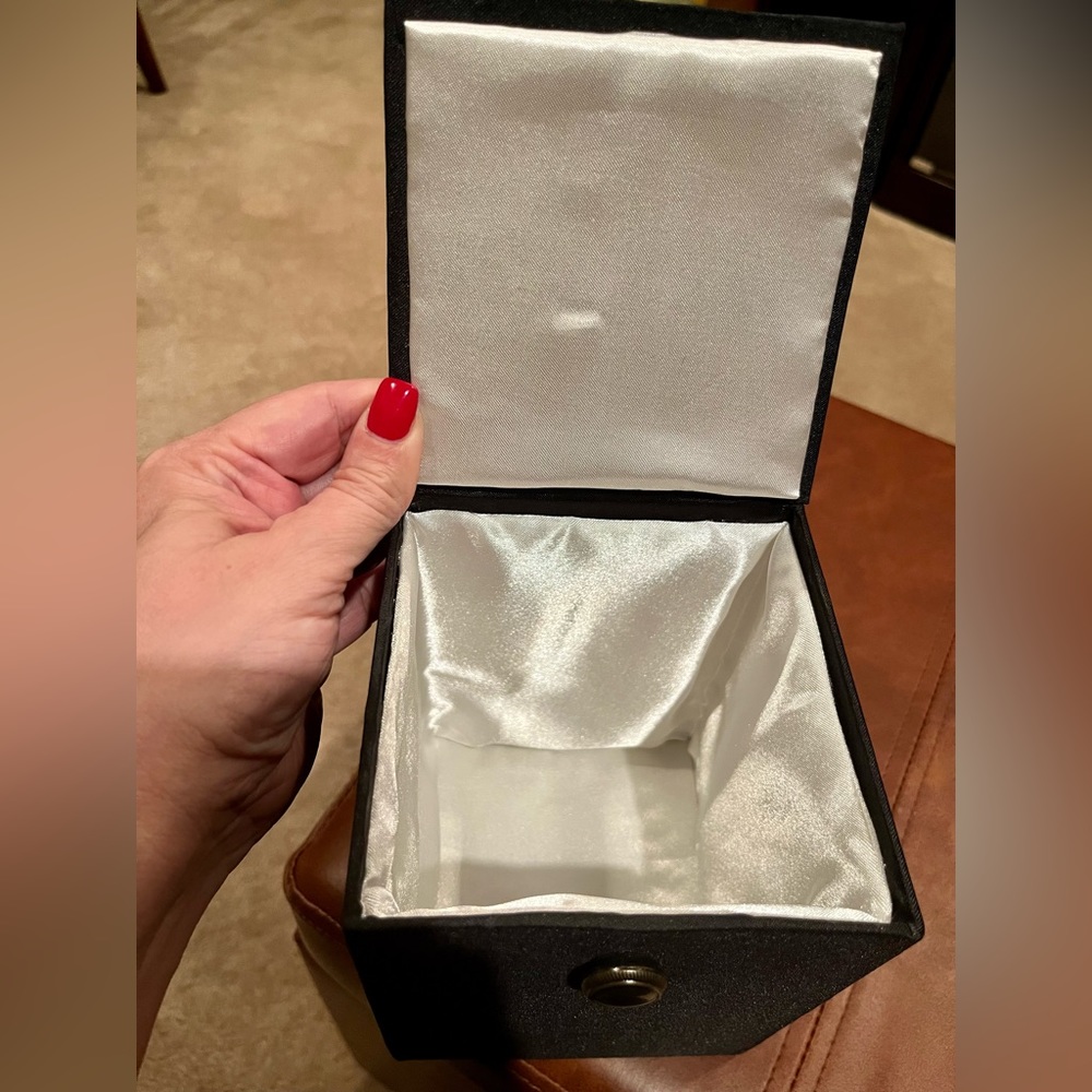 Empty Black Storage Box with Cushioned Satiny Interior